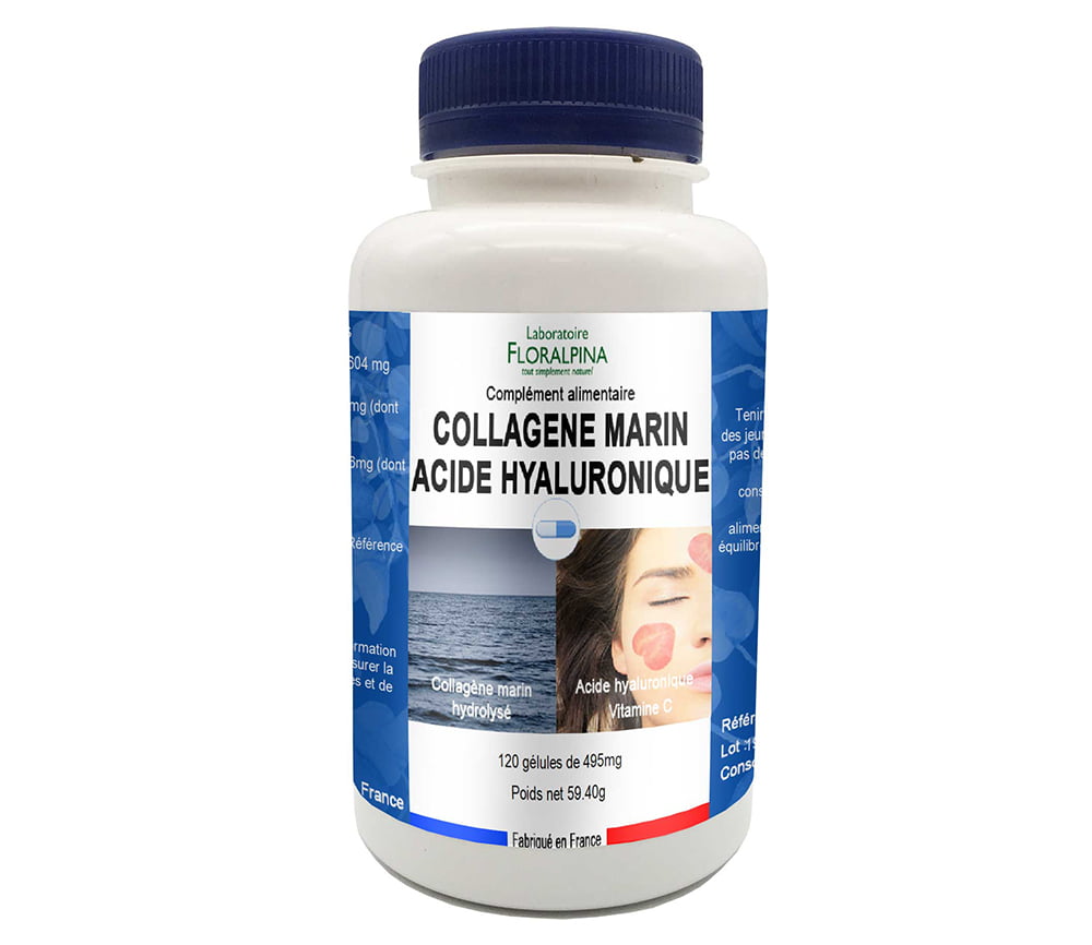 Collagène Marin - Acide Hyaluronique 120 gélules - Floralpina