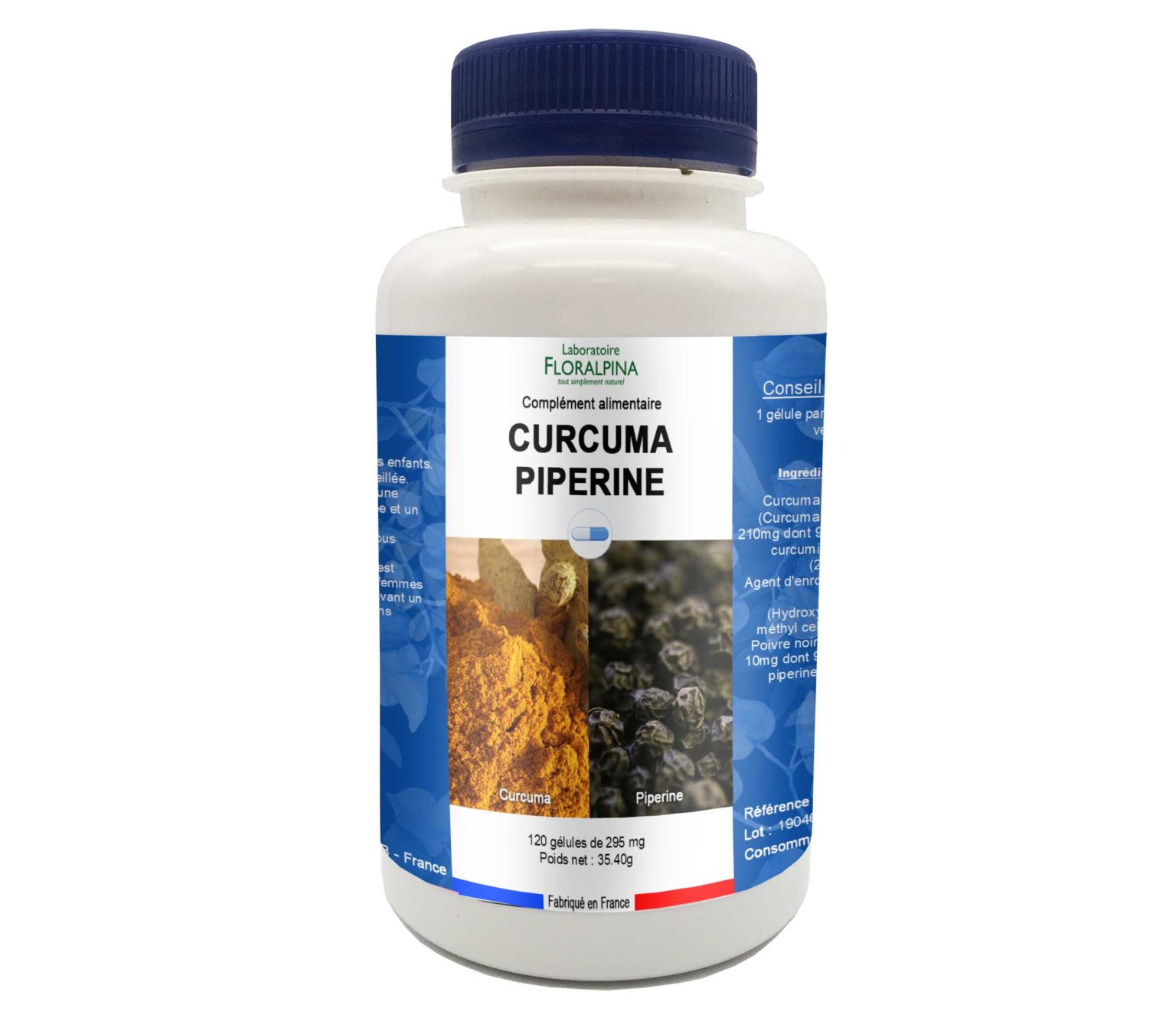 Curcuma Piperine 120 gélules - Floralpina
